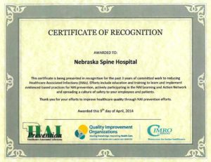 NSH recognized fro reducing healthcare associated infections